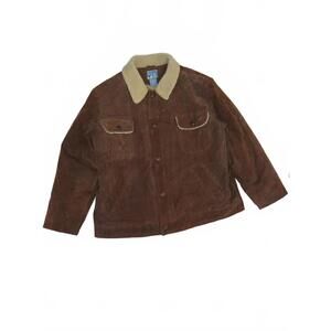 Stag Hill by Haband Men's Brown Leather Jacket with Sherpa Collar Size XL